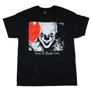 Seven Times Six It Pennywise T Shirt Mens You'll Float to Big Face Short Sleeve Graphic Tee Black - 1 of 3