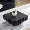 31'' Modern Small Wood Square Coffee Table, Handcraft Drum Coffee Table with MDF Pedestal Base for Living Room,Compact Spaces-Coolbibila - 2 of 4
