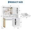 45" Makeup Vanity Desk with Mirror and Lights, Fluted Wooden Dressing Table with Charging Station, Modern Makeup Vanity Table for Bedroom - 2 of 4