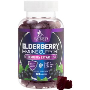 Sambucus Elderberry Immune Gummies - Daily Immune Support for Kids & Adults - Super Concentrated 35:1 Extract, Equivalent to 4200mg - 120 Gummies - 1 of 4
