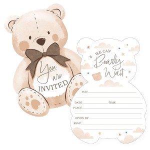 Big Dot of Happiness We Can Bearly Wait - Shaped Fill-In Invitations - Teddy Bear Baby Shower Invitation Cards with Envelopes - Set of 12 - 1 of 4