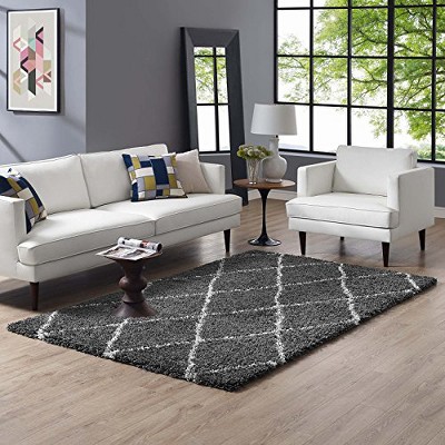 Modway Toryn Diamond Lattice 5x8 Shag Area Rug