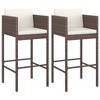 VidaXL Bar Stools 2 pcs with Cushions Brown Poly Rattan - 2 of 4