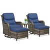 Belord 5 Piece Patio Furniture Set with Swivel Chairs and Ottomans, High Back Deep Seat Cushioned Wicker Swivel Patio Chairs Set of 2 with Ottoman - 4 of 4