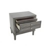 Vynxaria 1pc Transitional Gray Nightstand, Solid Wood/Wood Veneers, Hidden Drawer + Felt-Lined Top Drawer, Nickel Knobs/Silver Handles - 3 of 4