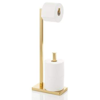 mDesign Metal Toilet Paper Holder Stand and Dispenser, Holds 2 Rolls