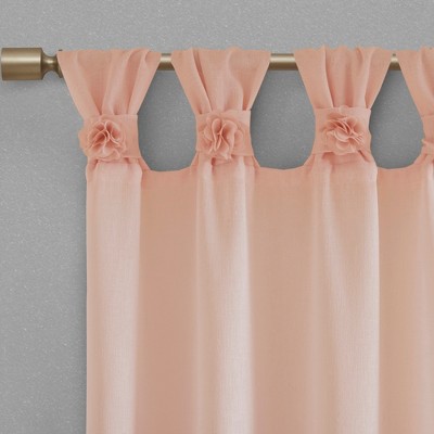 Blush Tab Top Sheer Linen-Blend Window Panel 50" x 84"