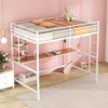 Full Metal Loft Bed with Desk and Shelve, White - 2 of 4