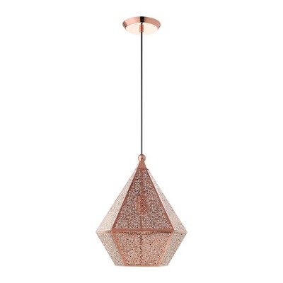 Rose Gold Filigree Metal Globe Pendant Light