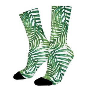 Tropical Palm Tree Leaves Women Printed Crew Socks Funny Funky Socks Soft Polyester Novelty Gifts for Artists Men - 1 of 1