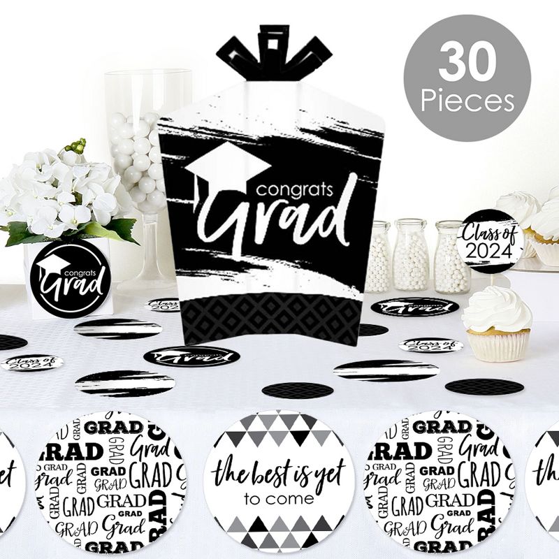 Big Dot of Happiness Black and White Grad Best is Yet to Come 2024 Graduation Party Decor and Confetti Terrific Table Centerpiece Kit 30 Ct, 2 of 9