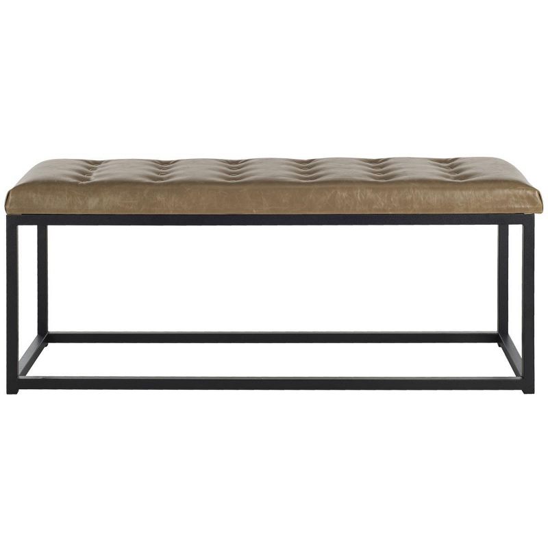 Reynolds 48" Tan and Black Upholstered Bench with Parsons Legs