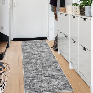 Washable rug. Modern solid-color, non-slip. Non-shedding, low-pile, foldable. Contemporary minimalist. For living/dining/bedrooms - 1 of 4