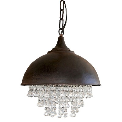 13.25" x 15" Metal Chandelier with Crystals Black - Storied Home