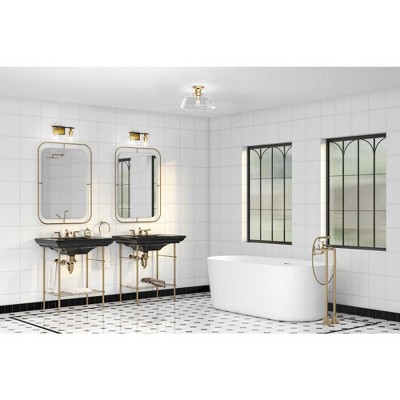 Cassell 14.5" Matte Black and Brushed Nickel Vanity Light with Clear Glass Shades