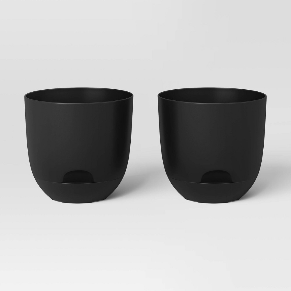 2pk Indoor/Outdoor Self-Watering Planters Black - Room Essentials
