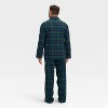 Men's Plaid Flannel Long Sleeve Shirt and Pants Holiday Matching Family Pajama Set - Wondershop™ Navy Blue - 2 of 4