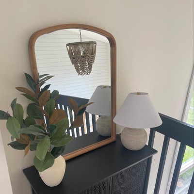24" X 34" Wood Arch Decorative Wall Mirror Natural - Threshold ...