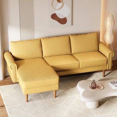 XIZZI 81" L Shaped Couch with Chaise, Minimalist Modern Sofa with Deep Seat, Upholstered 3-Seater Corner Couch for Living Room, Bedroom