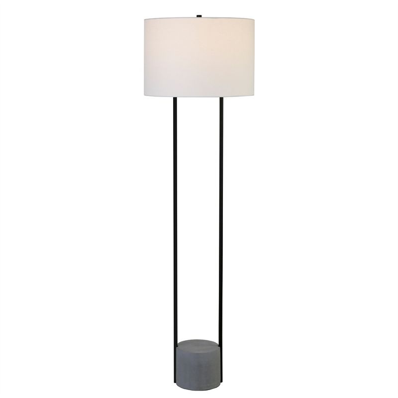 Hampton &#38; Thyme 65.5&#34; Tall Floor Lamp with Fabric Shade Blackened Bronze/Concrete/White, 4 of 8