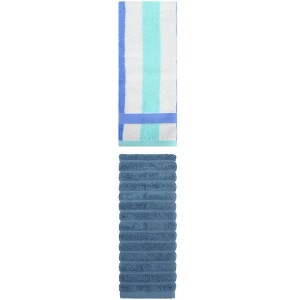 REGALWOVEN Pure Cotton Striped Decorative Hand Towel for Bathroom 14" x 30"/13" x 29" 2 Pcs - 1 of 4