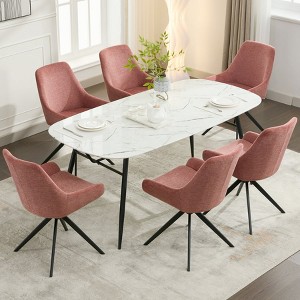 DYHOME Dining Room Chairs Set of 6, Mid Century Modern Kitchen Swivel Upholstered Dining Chair - 1 of 4