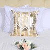 Throw Pillow Cover Gold Geometric Pattern Modern Square Pillow Shams Bronzing Flannelette Cushion Cover for Bedroom Sofa Car Gold, White 18"x18" - 3 of 4