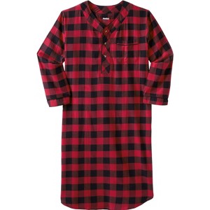 KingSize Men's Big & Tall Plaid Flannel Nightshirt - 1 of 4