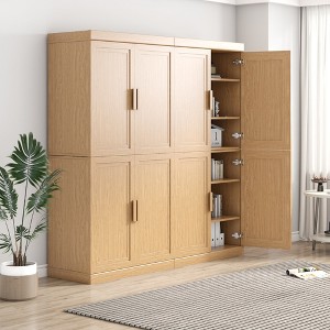 62"x62"x16" Wood Accent Cabinet in Natural Color, Storage Organizer with Adjustable Shelves for Kitchen Bedroom Entryway Living Room Dinning Room - 1 of 4