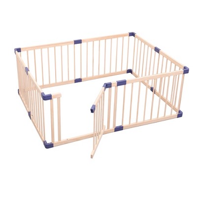 Wooden Baby Playpen, Large Wood Gate Playpen for Babies and Toddlers, Baby Fence Play Yard with Door for Kids Activity Center