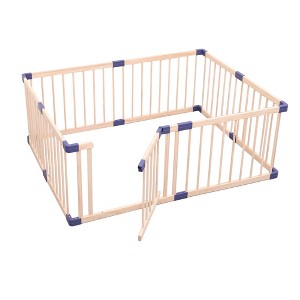 Wooden Baby Playpen, Large Wood Gate Playpen for Babies and Toddlers, Baby Fence Play Yard with Door for Kids Activity Center - 1 of 4