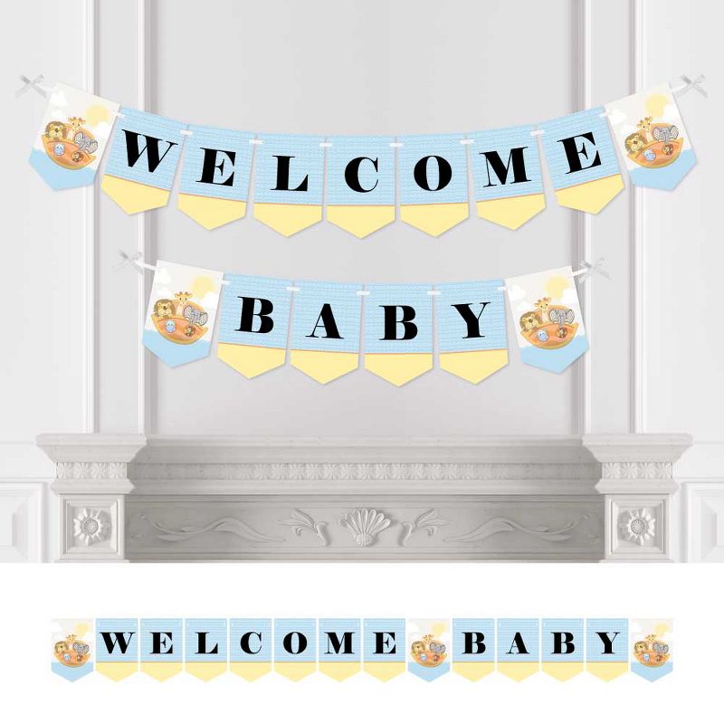 Big Dot of Happiness Noah's Ark - Baby Shower Bunting Banner - Animal Party Decorations - Welcome Baby, 1 of 6