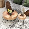 JIONJOY Farmhouse Nesting Coffee Table Set - 2-Piece Round Tables with Stump Pattern - 3 of 4
