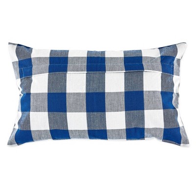 Navy and Off-White Cotton Gingham Pillow Covers Set of 4
