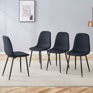 CAVINAS Set of 4 Modern Linen-Cotton Dining Chairs, Kitchen Side Chair with Gold Metal Legs - 1 of 4