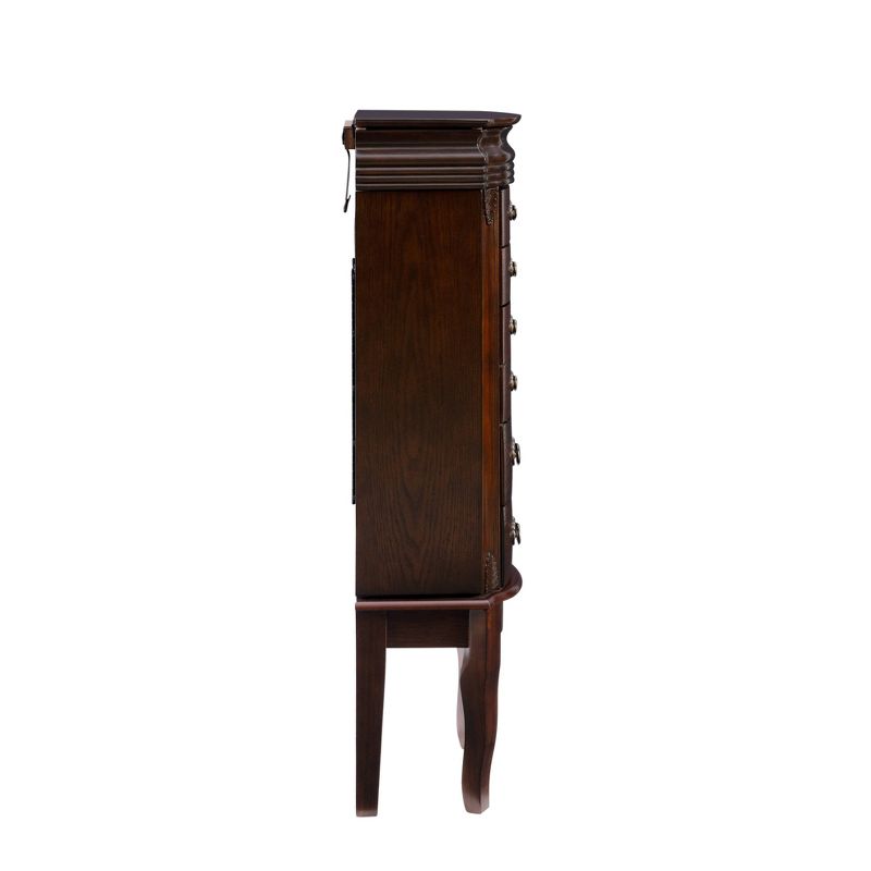 Verona Traditional Wood 6 Lined drawer Top Lift Side Open Jewelry Armoire Espresso - Powell, 6 of 16