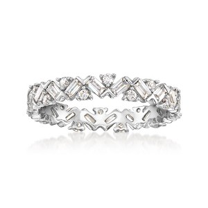 Ross-Simons 0.70 ct. t.w. Round and Baguette CZ Eternity Band in Sterling Silver - 1 of 4