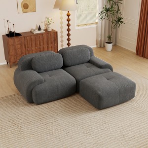 AENKYO 4 Seats with 2 Ottomans Modular Corduroy Sectional Sofa, Easy Assembly Required & Ergonomic Support Non-Slip Base Design - 1 of 4