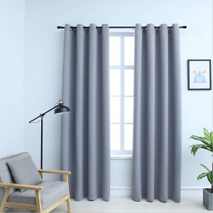 Blackout Curtains with Rings 2 pcs Gray 37"x63" Fabric - 1 of 4