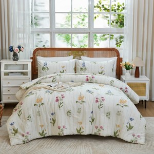 Cozy Comfort Comforter Set -Boho Tufted Shabby Chic Bedding Comforter Set, 100% cotton 3 Pieces Vintage Farmhouse Bed Set - 1 of 4