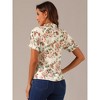 INSPIRE CHIC Women's Ruffled Short Sleeve Floral Mock Neck Summer Top - 4 of 4