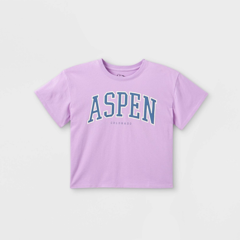 Girls' Boxy Graphic Short Sleeve T-Shirt - art class Purple M