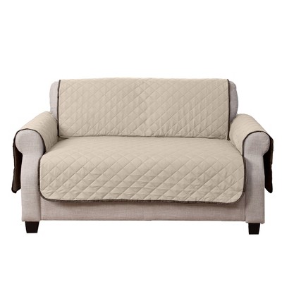 Espresso and Clay Polyester Reversible Loveseat Furniture Protector