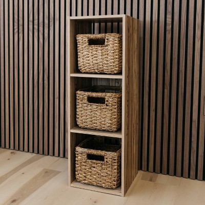 Piperton 35.43" Contemporary Natural Sugarberry 3-Cube Organizer
