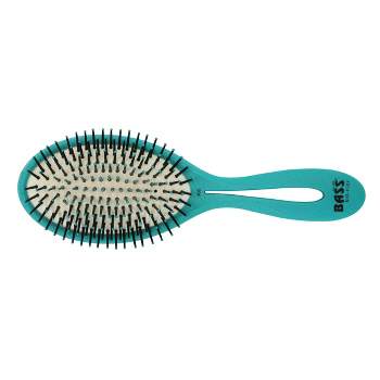 Bass Brushes BIO-FLEX Style & Detangle Hair Brush Patented Pure Plant Handle Professional Level Nylon Pins Medium Oval