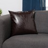 20"x20" Faux Leather Decorative Throw Pillow Brown - SureFit - image 2 of 3