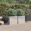 vidaXL Stainless Steel Planters - Rectangular Garden/Patio Plant Containers, Silver, 16.5"x15.7"x15.4", Set of 2, Outdoor/Indoor - 3 of 4