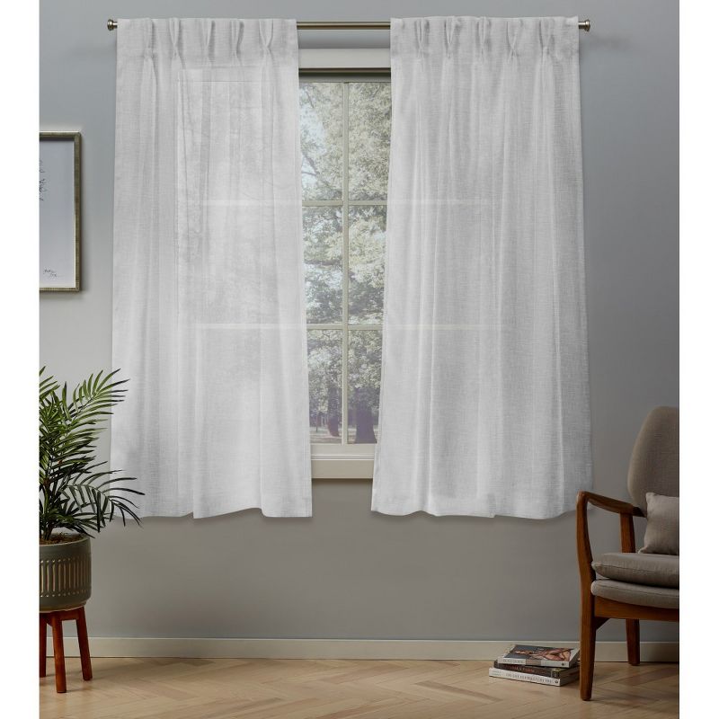 Set of 2 Belgian Pinch Pleats Sheer Window Curtain Panel - Exclusive Home, 1 of 9