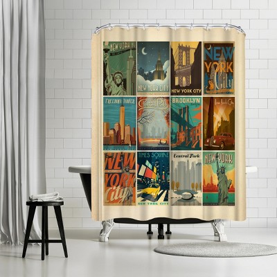 Americanflat Nyc Pattern Border by Anderson Design Group 71" x 74" Shower Curtain