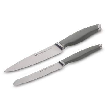 Rachael Ray 2pc Stainless Steel Utility Knife Set Gray